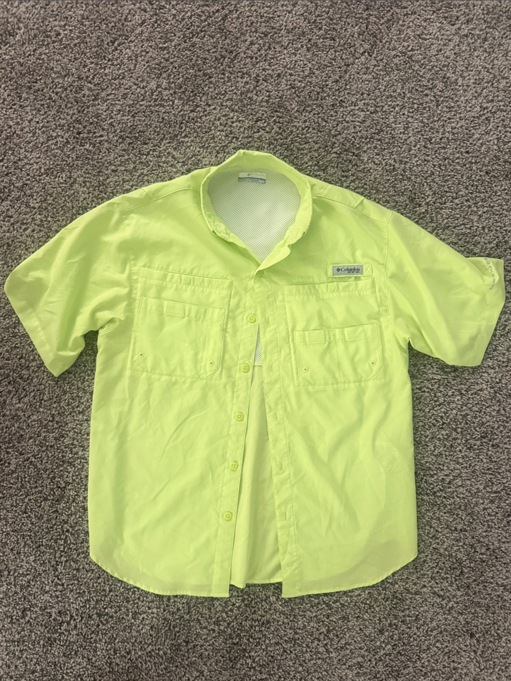 Columbia Men’s Short-Sleeve Button-Down Shirt - Neon Yellow